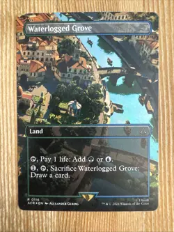 Magic The Gathering MTG WATERLOGGED GROVE FOIL BORDERLESS Assassin's Creed NM - Image 1
