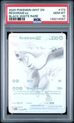 RESHIRAM EX #173 PSA 10 2025 POKEMON WHT EN-WHITE FLARE BLACK WHITE RARE - Image 1