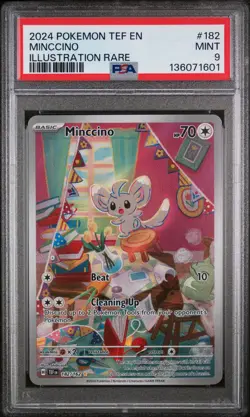 Minccino Illustration Rare Pokemon Tef En-Temporal Forces 182/162 PSA 9 - Image 1