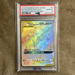 Pokemon PSA 10 Moltres Zapdos Articuno GX Rainbow Rare Hidden Fates 69/68 - Image 1