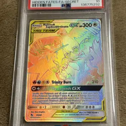 Pokemon PSA 10 Moltres Zapdos Articuno GX Rainbow Rare Hidden Fates 69/68 - Image 2