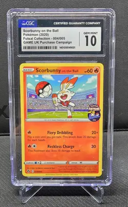 CGC 10 Gem Mint Scorbunny on the Ball 004/005 Pokemon Futsal Campaign UK Promo - Image 1