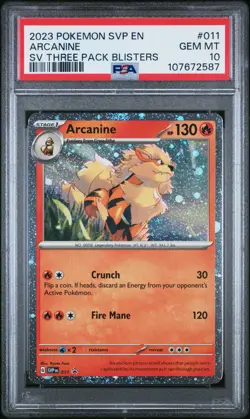 Pokemon SVP Arcanine 011 Three Pack Blister PSA 10 - Image 1