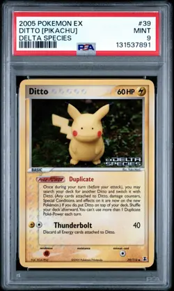 DITTO (PIKACHU) 39/113 PSA 9 EX DELTA SPECIES REVERSE HOLO POKEMON CARD ENGLISH - Image 1