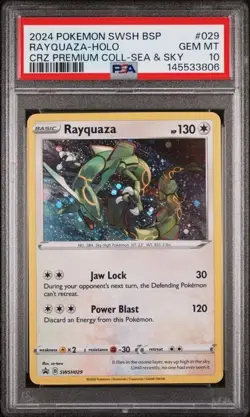 2024 POKEMON BLACK STAR PROMO #029 RAYQUAZA-HOLO PREMIUM COLL-SEA & SKY PSA 10 - Image 1
