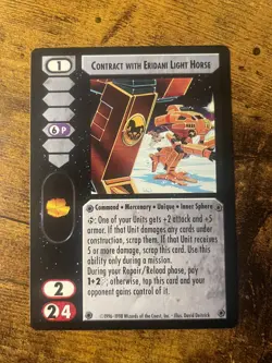Battletech CCG TCG Card Game Rare Commanders Ed Contract with Eridani Light Hors - Image 1