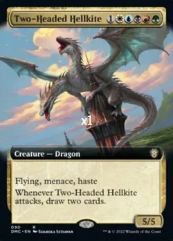 MTG Borderless Dominaria United DMU Two-Headed Hellkite MINT - Image 1