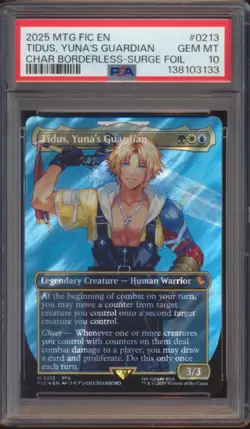 MTG FINAL FANTASY TIDUS YUNA'S GUARDIAN BORDERLESS SURGE FOIL #0213 PSA 10! - Image 1