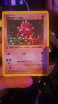 Pokemon TCG Hitmonchan Base Set 7/102 1st editionHolo Rare - Image 1