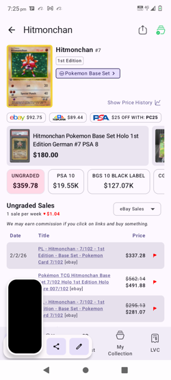Pokemon TCG Hitmonchan Base Set 7/102 1st editionHolo Rare - Image 3