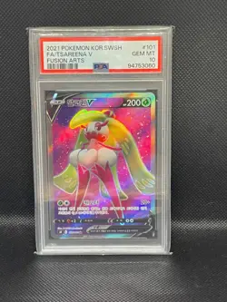 Tsareena V SR s8 101/100 FUSION ARTS Full art Pokemon card game Korean PSA 10 - Image 1