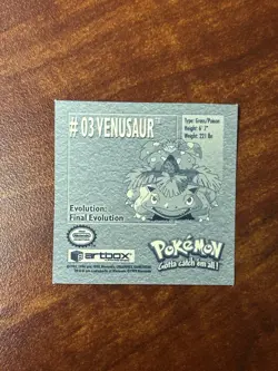 #03 Venusaur Base Series Set 1 ARTBOX Flipz Sticker Pokemon Cards Vintage 1999 - Image 2