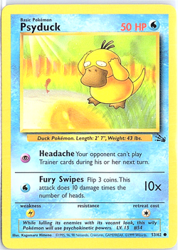 Psyduck 53/62 Fossil Set Unlimited Vintage 1999 Pokemon Card LP - Image 1