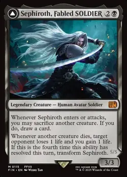 MTG Sephiroth, Fabled SOLDIER Sephiroth, One-Winged Angel Final Fantasy Mythic - Image 1
