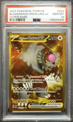 2024 Pokemon Bloodmoon Ursaluna ex Hyper Rare #222 PSA 10 Gem TwilightMasquerade - Image 1