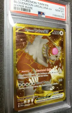 2024 Pokemon Bloodmoon Ursaluna ex Hyper Rare #222 PSA 10 Gem TwilightMasquerade - Image 2