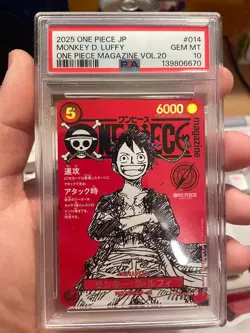 2025 ONE PIECE JPN PROMOS ONE PIECE MAGAZINE VOL.20 #014 MONKEY D. LUFFY PSA 10 - Image 3