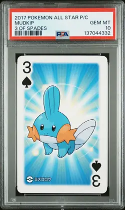 Pokemon All Star Mudkip 3 of Spades Playing Poker Card 2017 PSA 10 GEM MINT - Image 1