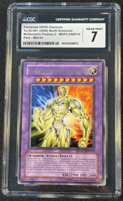 2006 Yu-Gi-Oh! McDonald’s Promos 2 Elemental Hero Electrum Rare Mail In CGC 7 - Image 1