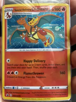 Special Delivery Charizard Pokemon Center Promo Card Holo (SWSH075) - SEALED - Image 3