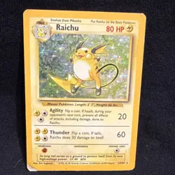 Pokemon TCG Raichu Holo Rare Card 14/102 Base Set 1999 Card Stock - Image 1