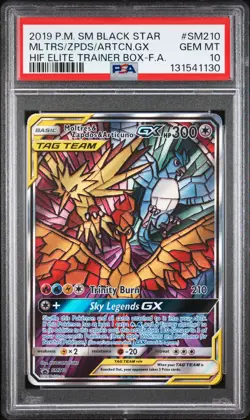 2019 POKEMON SM BLACK STAR PROMO FULL ART/MOLTRES & ZAPDOS & ARTICUNO GX PSA 10 - Image 1
