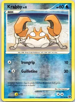 Krabby #75/106 Reverse Holo Great Encounters Pokemon HP - Image 1