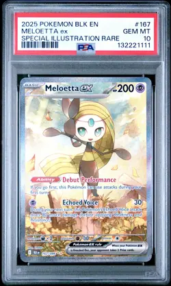 2025 POKEMON BLK EN-BLACK BOLT SPECIAL ILLUSTRATION RARE #167 MELOETTA EX PSA 10 - Image 1