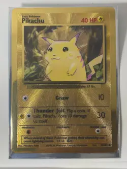 Pokemon Pikachu Metal Holo 058/102 Gold Promo Card - Image 1