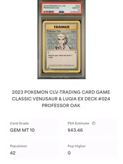 2023 POKEMON CLV-TCG CLASSIC VENUSAUR & LUGIA EX DECK #024 PROFESSOR OAK - Image 3