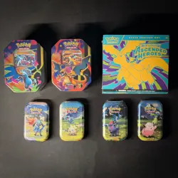 Pokemon TCG Lot Ascended Heroes ETB 2 Mega EX Tins 4 Paldea Friends Mini Tins - Image 1