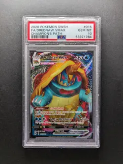 PSA 10 - 2020 Pokemon DREDNAW VMAX - Full Art- 015/073 - Champion's Path - Image 1