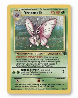 Venomoth 13/64 Jungle Holo Rare 1999 Nintendo Pokemon TCG Card Stock Card - Image 1