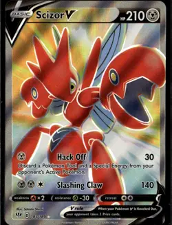 Scizor V (Full Art) Ultra Rare SWSH03: Darkness Ablaze 183/189 Metal Pokemon Ca - Image 1