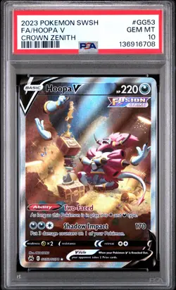 2023 POKEMON SWORD & SHIELD CROWN ZENITH #GG53 FULL ART/HOOPA V PSA 10 - Image 1