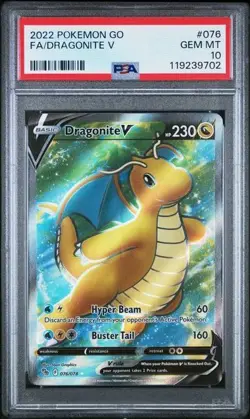 2022 POKEMON GO #076 FA/DRAGONITE V PSA 10 - Image 1