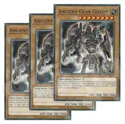 Yugioh - Ancient Gear Golem x 3 - 1st Edition NM - Plus Free Holographic Card - Image 1