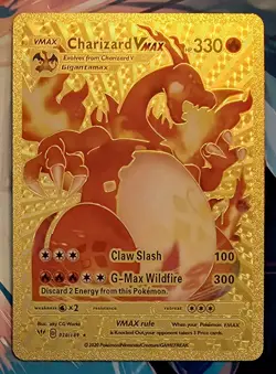 X 1 Charizard VMAX Gold 020/189 2020 Pokemon Fan Art Gold Metal Collectible Card - Image 2