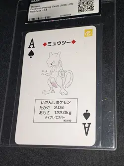 1996 Pokemon Red Poker Playing Cards Vintage Mewtwo Ace of Spades #150 Nice Card - Image 2