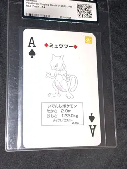1996 Pokemon Red Poker Playing Cards Vintage Mewtwo Ace of Spades #150 Nice Card - Image 3