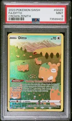 2023 POKEMON SWORD AND SHIELD CROWN ZENITH #GG22 FA/DITTO CROWN ZENITH PSA 9 - Image 1