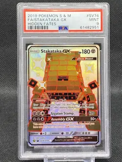 2019 Pokemon Sun & Moon Hidden Fates Shiny Stakataka GX #SV74 PSA 9 MINT - Image 1