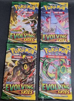 4 x Pokemon EVOLVING SKIES Booster Packs ( Art Set ) - FACTORY SEALED - Image 1