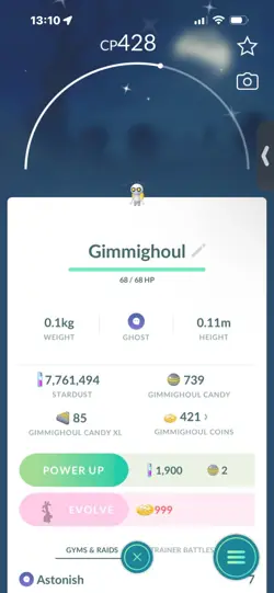 Pokemon Go Shiny Gimmighoul ( Reduced) - Image 1