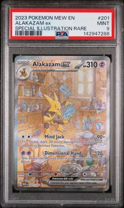 2023 POKEMON MEW EN-151 SPECIAL ILLUSTRATION RARE #201 ALAKAZAM EX PSA 9 - Image 1