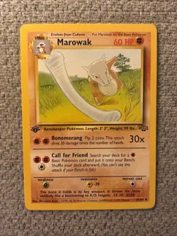 Pokemon TCG Marowak Jungle Card 39/64 Regular 1st Edition Uncommon LP Condition - Image 1