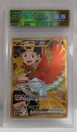 Pokemon Ethan's HO-OH EX 2025 S&V Destined Rivals Gold Hyper Rare - Graded 8.5 - Image 1
