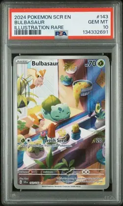 2024 POKEMON SCR EN-STELLAR CROWN ILLUSTRATION RARE #143 BULBASAUR PSA 10 - Image 1
