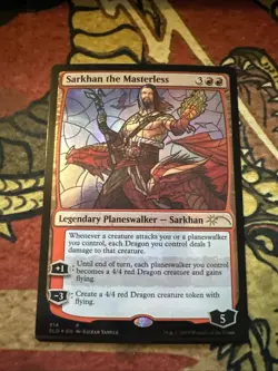 Mtg Magic SLD Stained Glass Sarkhan The Masterless Crimp Misprint Error Card - Image 1