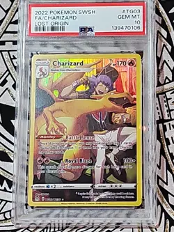CHARIZARD 2022 POKEMON SWORD & SHIELD LOST ORIGIN TG03 FULL ART PSA 10 GEM (106) - Image 1
